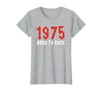 Born to Rock Année d'anniversaire 1975 T-Shirt, Femme, Gris Chiné, L