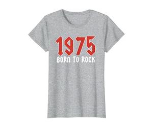 Born to Rock Année d'anniversaire 1975 T-Shirt, Femme, Gris Chiné, XS