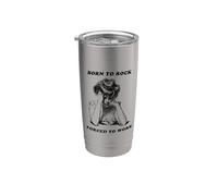 Born to Rock est forcé de travailler (Funny Life Statement) Gobelet isotherme en acier inoxydable double paroi