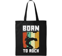 Born to Rock Guitar Solo Poster Graphic Natural Ecologique Sac fourre-tout en coton Noir, Noir , Taille unique