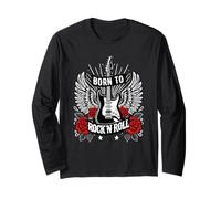 Born To Rock Lets Rock Vintage Retro Rock & Roll Rock Concert Manche Longue