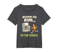 Born to Run to The Fridge Running Marathon Humour T-Shirt, Femme Grandes Tailles, Chiné Foncé, 1X