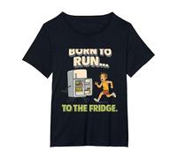 Born to Run to The Fridge Running Marathon Humour T-Shirt, Femme Grandes Tailles, Noir, 6X