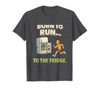 Born to Run to The Fridge Running Marathon Humour T-Shirt, Homme, Chiné Foncé, 4XL