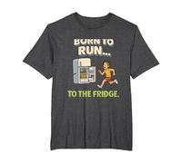 Born to Run to The Fridge Running Marathon Humour T-Shirt, Homme Grandes Tailles, Chiné Foncé, 3X Tall