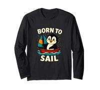 Born to Sail Penguin Graphic - Fun Nautical Adventure Manche Longue