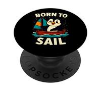 Born to Sail Penguin Graphic - Fun Nautical Adventure PopSockets PopGrip Adhésif