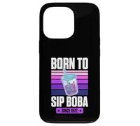Born to Sip Boba Since 1972 Bubble Tea Thème Anniversaire Année Coque pour iPhone 13 Pro