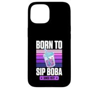 Born to Sip Boba Since 1972 Bubble Tea Thème Anniversaire Année Coque pour iPhone 15