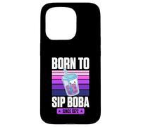 Born to Sip Boba Since 1972 Bubble Tea Thème Anniversaire Année Coque pour iPhone 15 Pro