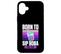 Born to Sip Boba Since 2000 Bubble Tea Thème Anniversaire Année Coque pour iPhone 16 Plus