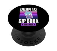 Born to Sip Boba Since 2000 Bubble Tea Thème Anniversaire Année PopSockets PopGrip Adhésif