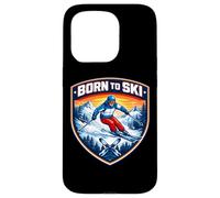 Born to Ski Lover Skier Citation Winter Mountain Coque pour iPhone 15 Pro