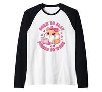 Born to Slay Forced to Work Funny Hamster Viral Meme Women Manche Raglan
