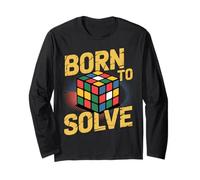 Born to Solve Puzzle Cube Design, Art rétro du Speed Cubing Manche Longue