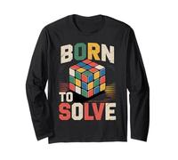 Born to Solve Puzzle Cube Design, Art rétro du Speed Cubing Manche Longue