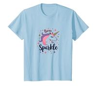 Born to Sparkle Licorne Magique pour Femme Slogan Fantastique T-Shirt, Enfant, Bleu Céleste, 4 Ans