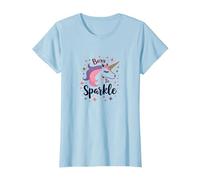 Born to Sparkle Licorne Magique pour Femme Slogan Fantastique T-Shirt, Femme, Bleu Céleste, XS