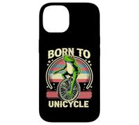 Born to Unicycle Monocycle Vintage Frog Riding Monocycle Coque pour iPhone 14