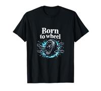 Born to Wheel Badge Vintage Motard Roue et chaînes T-Shirt