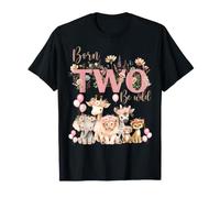 Born Two Be Wild 2ème Anniversaire pour Fille Motif Floral T-Shirt