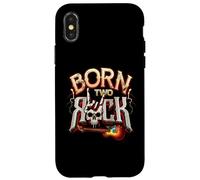Born Two Rock Guitare électrique Rock and Roll 2nd Birthday Coque pour iPhone X/XS