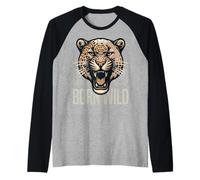 Born Wild Leopard Head. Animal féroce pour Les Sauvages. Manche Raglan