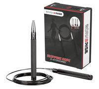 Born2Rise ™ Corde à Sauter Crossfit Lest de 30 et 60 grammes Boxe Fitness Perte de Poids Poignées en Aluminium Bonus Sac de Transport + Cable de Rechange+ Programme d'entrainement (Noire)