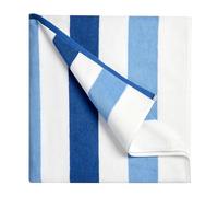 Bornbay Serviette de Plage surdimensionnée en Coton - Serviette de Piscine Extra Large de 101,6 x 177,8 cm - Serviette de Piscine à Rayures Douces pour Adultes, Hommes, Femmes, Filles (Blanc, Bleu