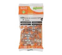Borne à levier 2 broches Wago S221 32A, lot de 25