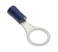 Borne à sertir à anneau - Lot de 100, bleu, 10 mm, 30 A, 16-14 AWG - Connecteurs à anneau de gaine thermorétractable, connecteurs en cuivre étamé, bornes à anneau isolées