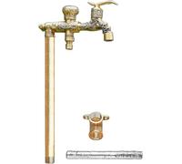 Borne antigel de jardin entièrement en cuivre robinet vertical à double sortie for l'irrigation extérieure(Gold,100cm/39in)