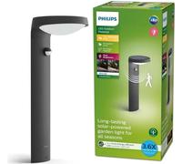 Borne avec recharge solaire PHILIPS TYLA classe énergétique A, détecteur de mouvement, jusqu'a 250 lm, IP44 - Anthracite