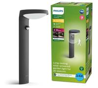 Borne avec recharge solaire PHILIPS TYLA classe énergétique A, détecteur de mouvement, jusqu'a 250 lm, IP44 - Anthracite