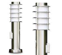Borne d’éclairage Tunes en acier et plastique étanche avec un détecteur de mouvement et une prise, luminaire d'extérieur (IP44) de 45 cm de haut pour une ampoule E27, ampoule(s) non incluse(s)