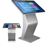 Borne d'affichage numérique sur Pied Silver-21.5in4G128G | Borne interactive tactile avec support en forme de K, processeur i5 4 Go + 128 Go, écran LCD 1080p HD.
