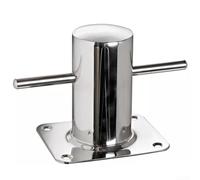 Borne d'amarrage en acier inoxydable de 60 mm avec plaque de pont et fixations à boulons, conçue pour un maintien sûr et stable de la corde sur les quais marins commerciaux et récréatifs