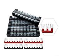 Borne de barre omnibus à double rangée à 8 positions 600 V 25 A avec montage à vis, kit pré-isolé rouge/noir pour tableaux de distribution électriques (cuivre 2508)