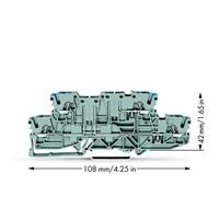 Borne de base à 2 étages WAGO 2002-2963 5.20 mm ressort de traction Affectation: L, N gris 50 pc(s)