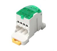 Borne de distribution de boîte de jonction d'alimentation 80 A, répartiteur en laiton étamé avec guide en cuivre épais rail DIN et sortie multicanal pour augmenter l'efficacité du travail (vert)
