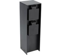 Borne de jardin à fixer 2x16A IP44 - Aluminium Noir - Zenitech