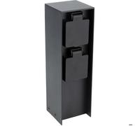 Borne de jardin à fixer 2x16A IP44 - Aluminium Noir - Zenitech