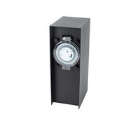 Borne de jardin à fixer 2x16A IP44 - Aluminium Noir - Zenitech (2 Prises 16A + Programmateur)