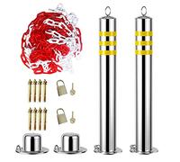 borne de parking, Allée en métal Ber avec cadenas et chaîne plastique de 5 m for garage, parking privé, rue(650x89mm)