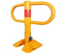 borne de parking, Bloqueur de place stationnement rabattable et réfléchissant avec ressort robuste, bornes en acier amovibles verrouillables(Yellow)