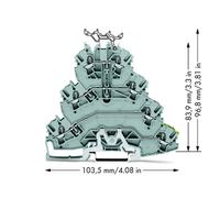 Borne de passage à 4 étages WAGO 2002-4127 5.20 mm ressort de traction Affectation: L1, L2, L3, terre gris 25 pc(s)
