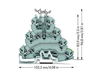 Borne de passage à 4 étages WAGO 2002-4127 5.20 mm ressort de traction Affectation: L1, L2, L3, terre gris 25 pc(s)
