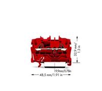 Borne de passage - WAGO - 2002-1203 - 5.20 mm - ressort de traction - rouge