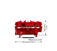 Borne de passage WAGO 2002-1303 5.20 mm ressort de traction rouge 100 pc(s)