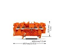 Borne de passage - WAGO - 2002-1402 - 5.20 mm - Ressort de traction - Orange